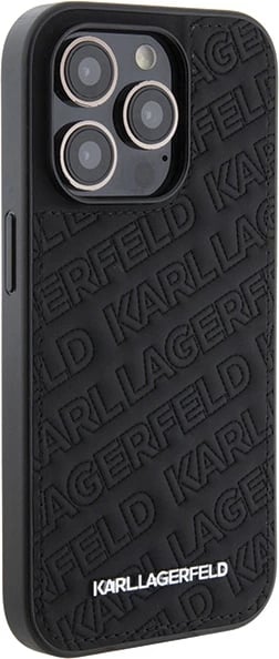 Mbështjellës Karl Lagerfeld Quilted K Pattern për iPhone 15 Pro, i zi