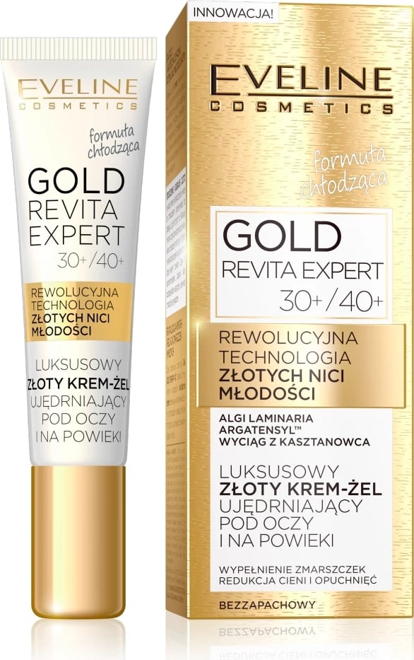 Krem-gel për sy dhe qepalla për femra Eveline Cosmetics Gold Revita Expert Luxurious Gold Firming, 15ml
