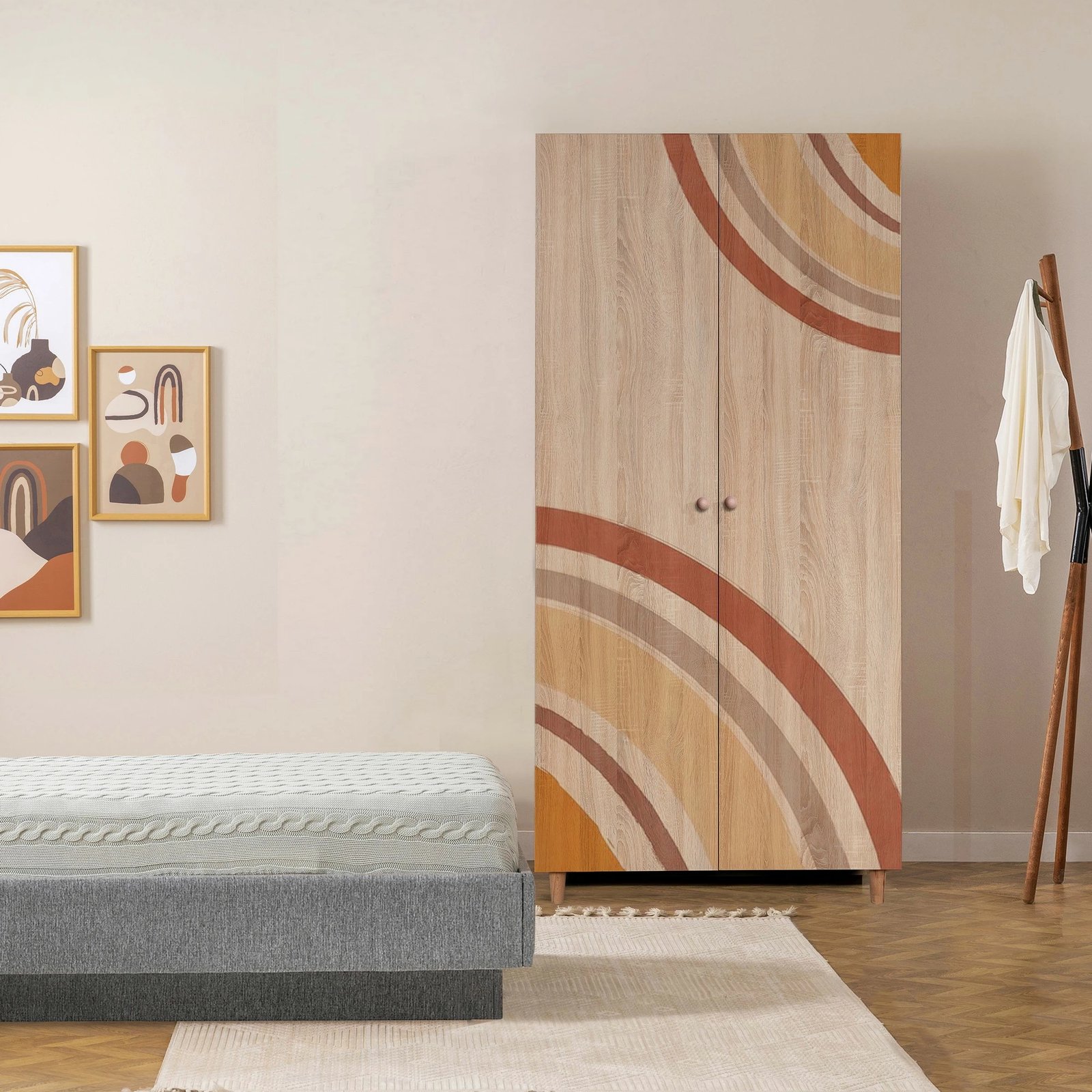 Dollap Lidya 2, ngjyrë sonomo, Skye Decor, 90x192x52 cm