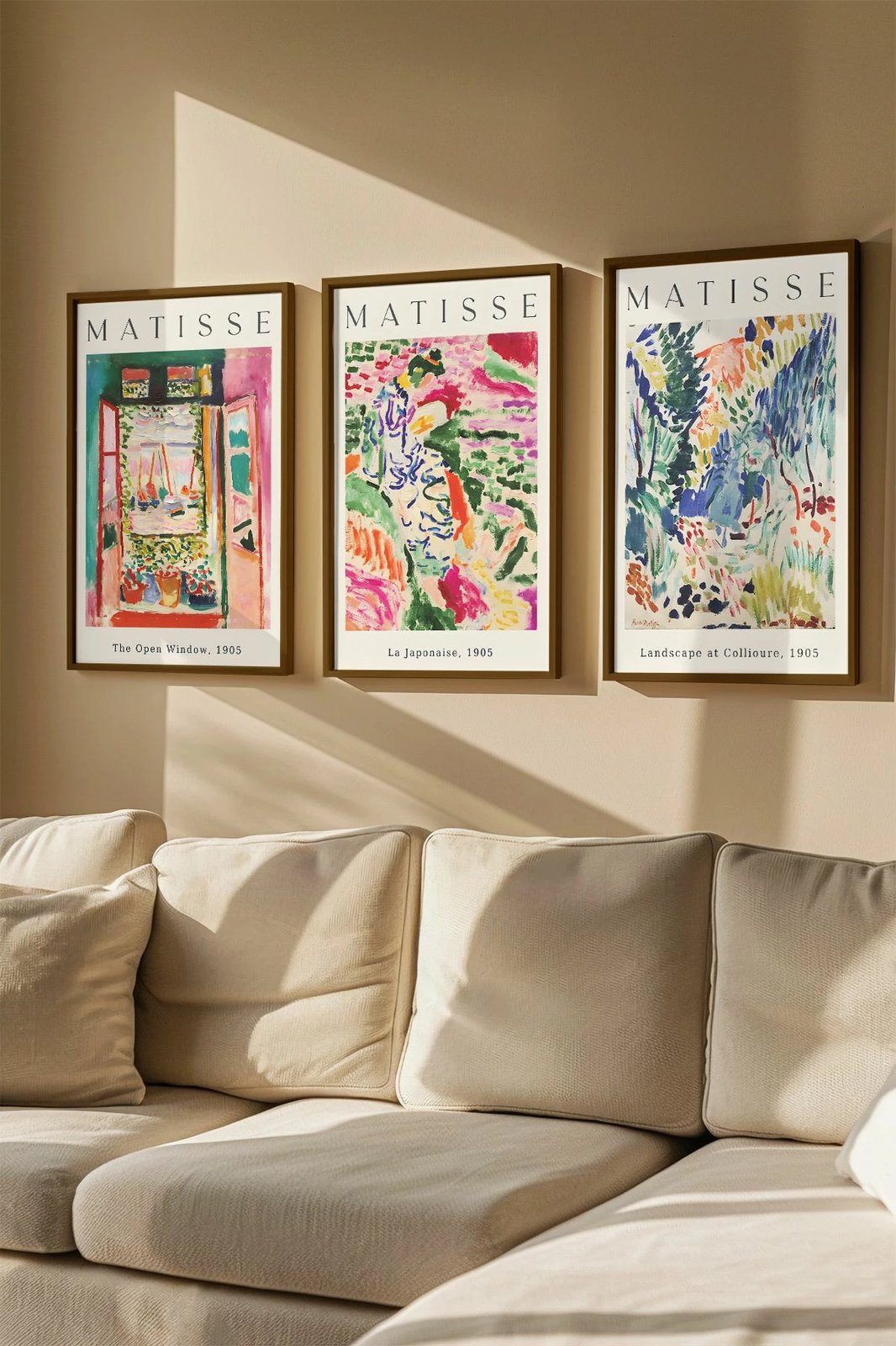 Set pikturash dekorative me kornizë, 3 copë, Wallity, Artvmodel23-Kahve