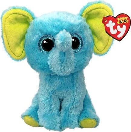 Lodër pelushi elefant, TY, 37359, 15 cm, blu e verdhë