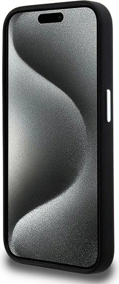 Mbështjellës Karl Lagerfeld Silicone Metal Script Logo për iPhone 15 Pro Max, i zi