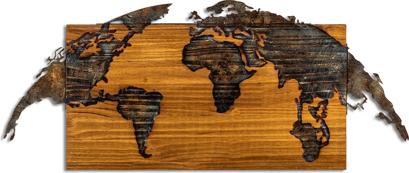 Aksesor dekorativ muri, hartë bote prej druri, Wallity