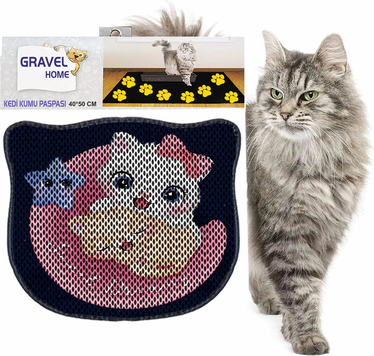 Tapet për rërë mace, shumëngjyrësh, Paws & Whiskers, Kdkafa0065, 40x50cm
