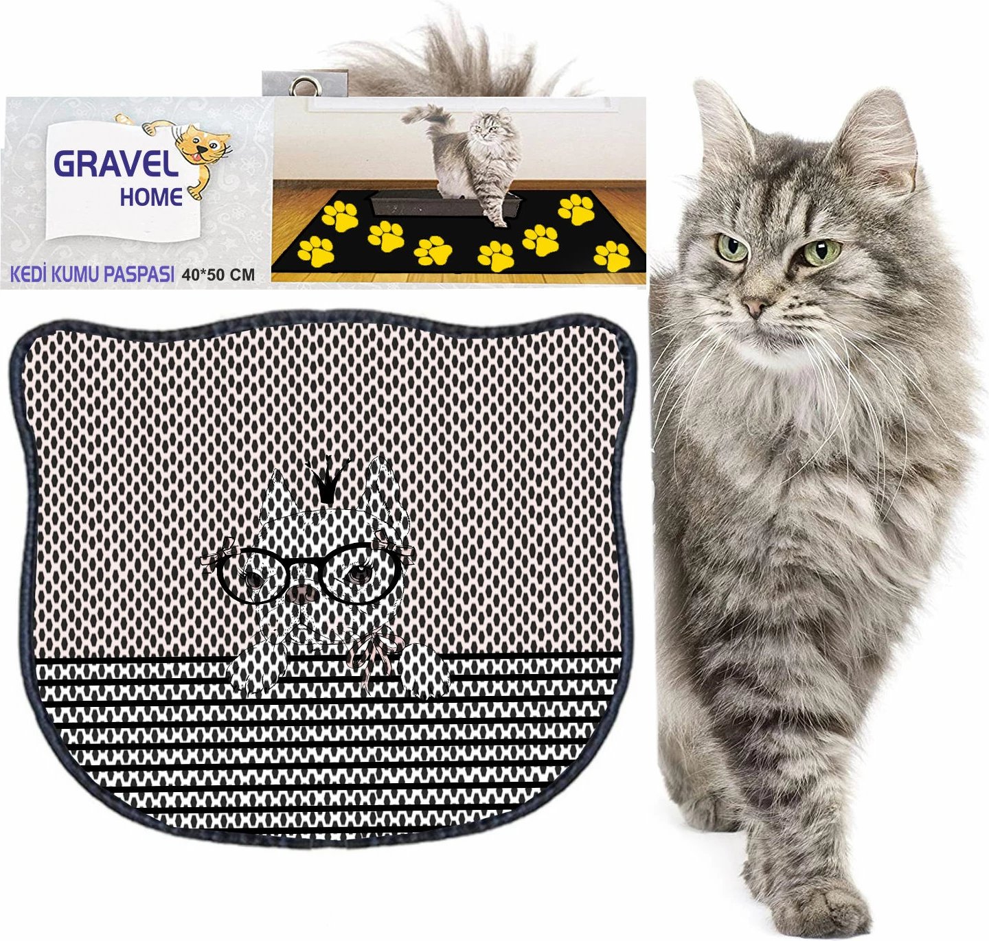 Tapet për rërë mace, shumëngjyrësh, Paws & Whiskers, Kdkafa0237, 40x50cm