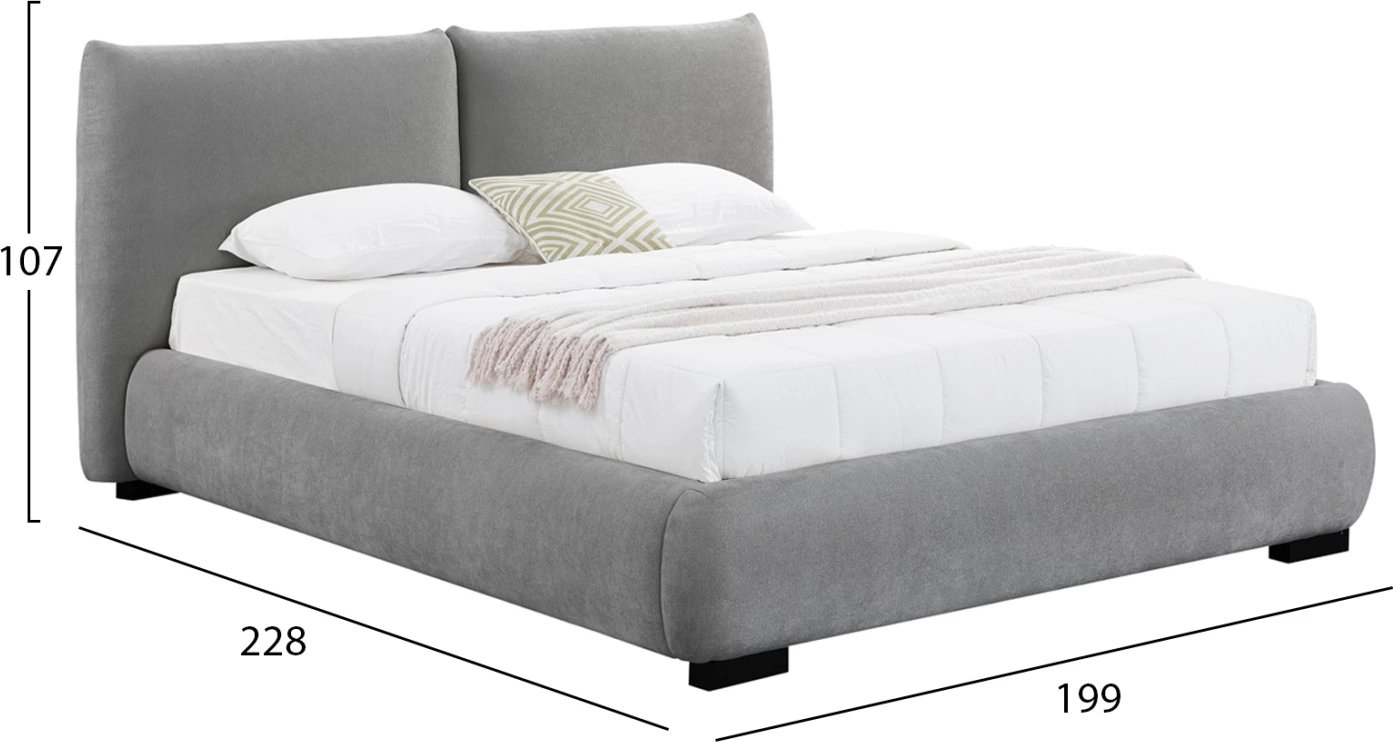 Krevat dopio me hapësirë për depo, stof leshi artificial, gri, NUVIA CD728.01, dyshek 160x200cm