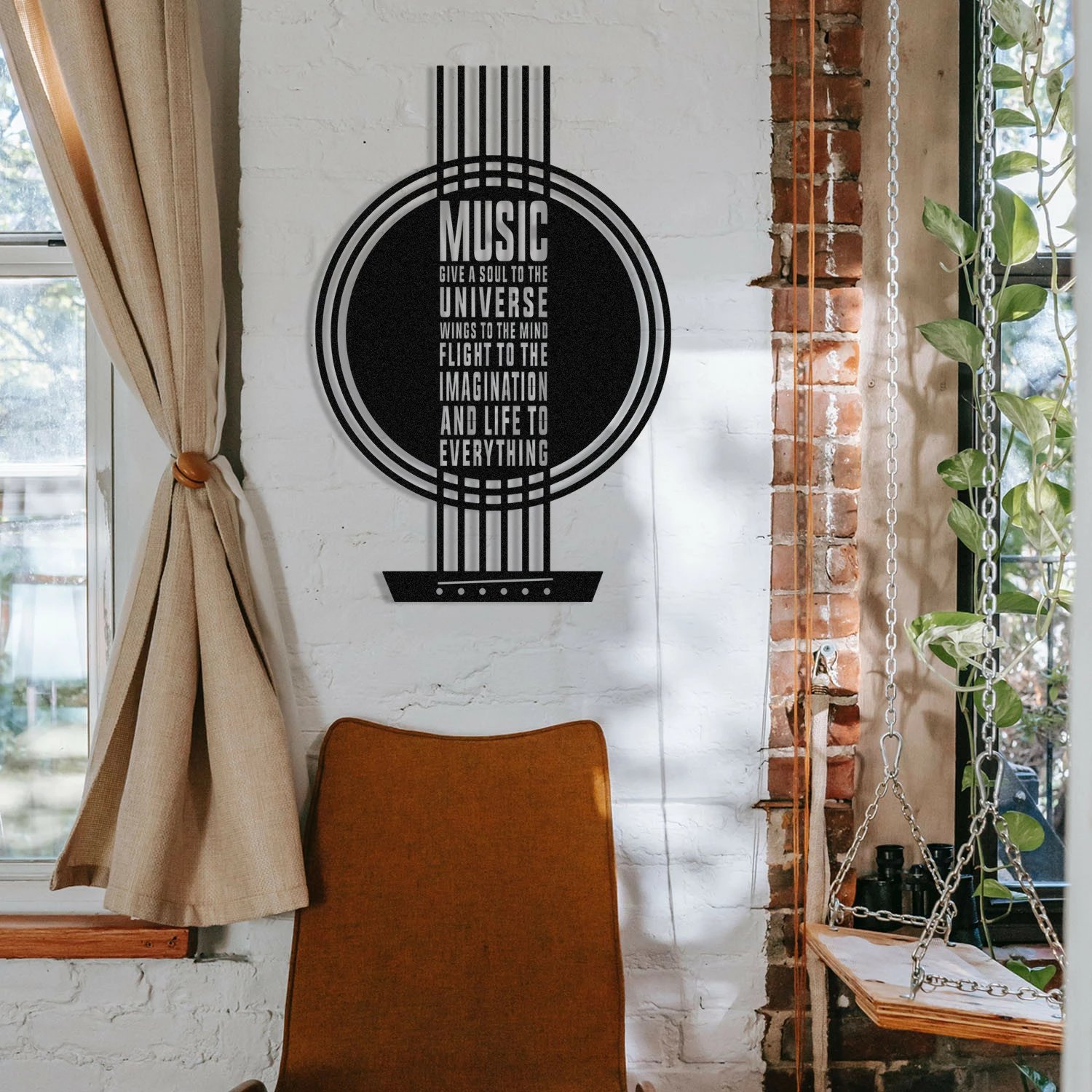 Aksesor dekorativ metalik për mur, Wallity My Music, ngjyrë e zezë, 40x60cm