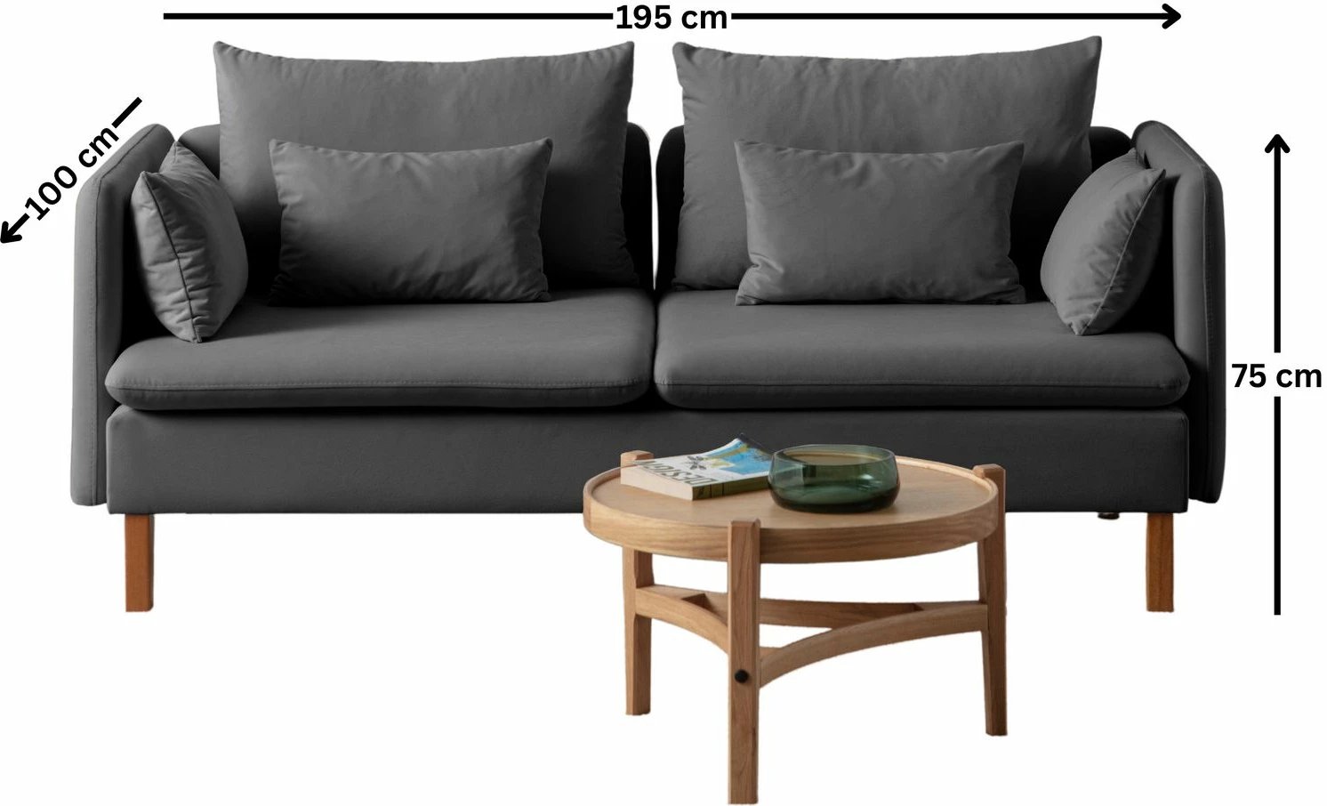 Divan treshe, ngjyrë antracit, Flexy, Atelier del Sofa