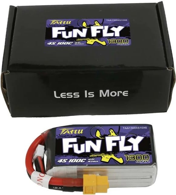 Bateri LiPo Tattu Funfly 1300mAh 14.8V 100C 4S1P, për dronë, me XT60