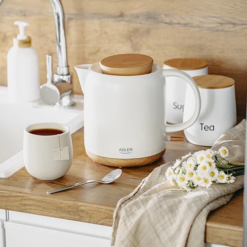 Çajnik elektrik, Adler, AD 1304, 1.0 L, 1200W, bazë 360°, tregues uji, ecru