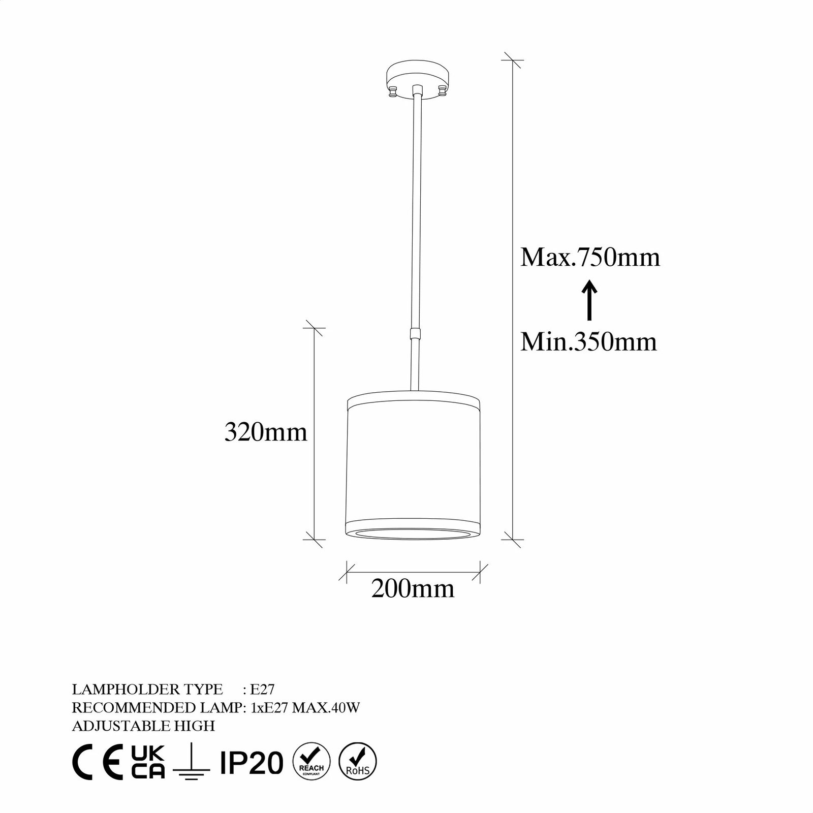 Llambë tavani Opviq, Way - 11616, e zezë dhe e bardhë, lartësi e rregullueshme Llambë tavani Opviq, Way - 11616, e zezë dhe e bardhë, lartësi e rregullueshme