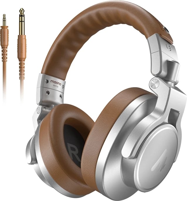 Kufje studio Maono MH700 me tel, on-ear, argjendi