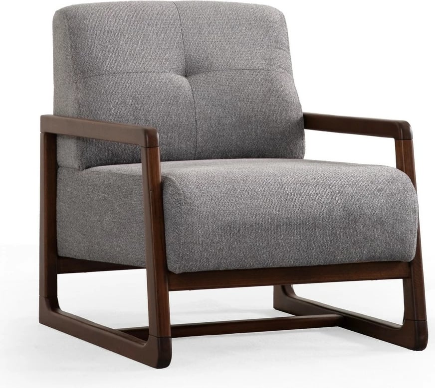 Karrige bergere Athena, ngjyrë gri e çelët, këmbë dru arre