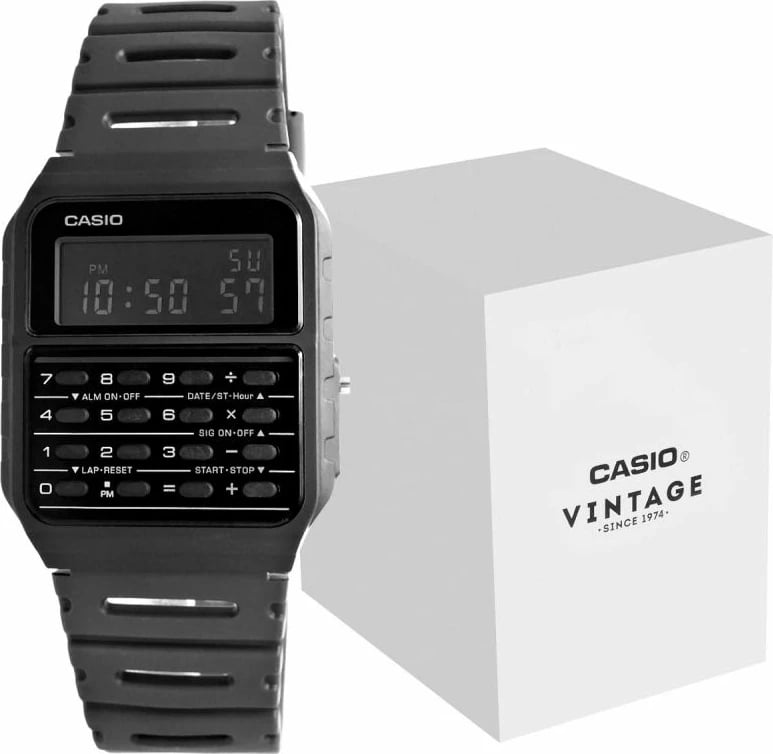 Orë dore CASIO unisex, e zezë