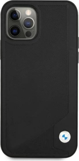 Mbështjellës BMW BMHCP12MRCDPK për iPhone 12/12 Pro, 6.1", lëkurë sintetike, i zi