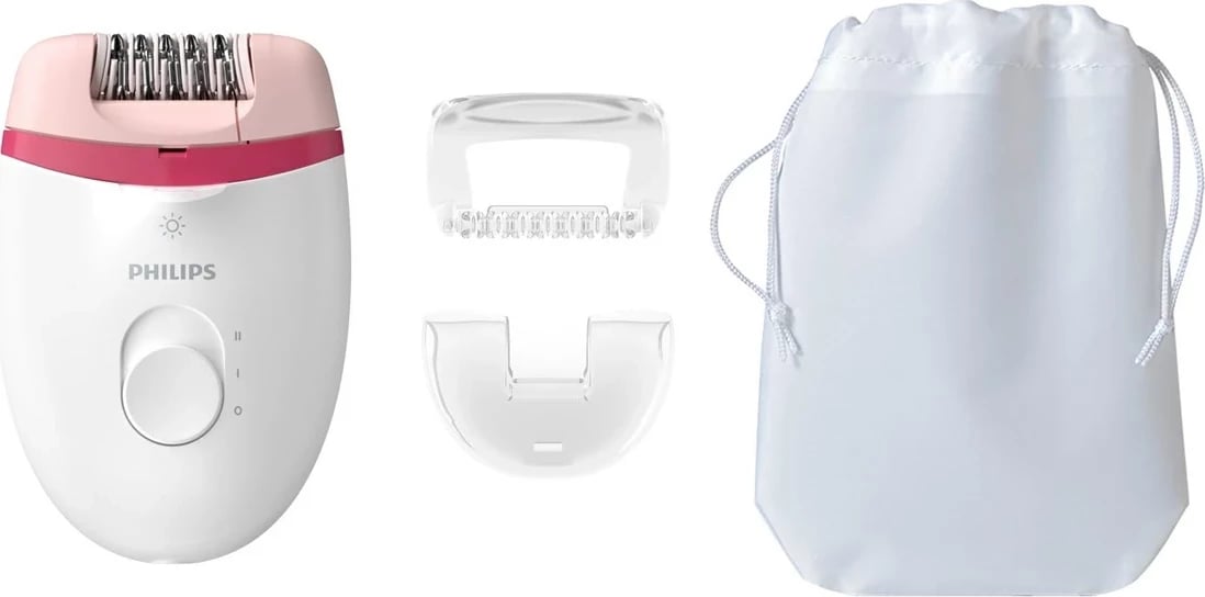 Epilator Philips Satinelle Essential BRE255/00, Rozë/Bardhë