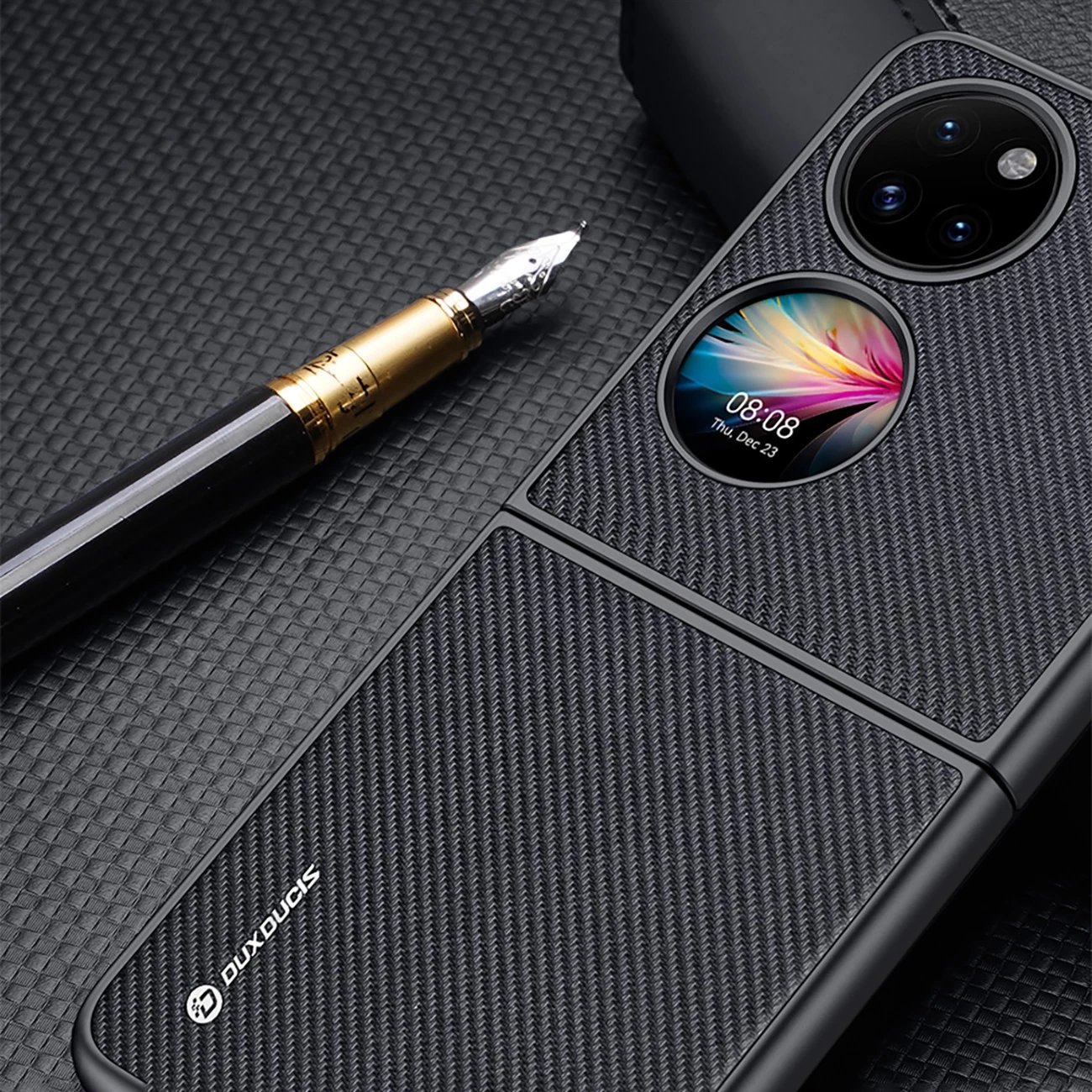 Mbështjellës Dux Ducis Fino për Huawei P50 Pocket, najlon, e zezë
