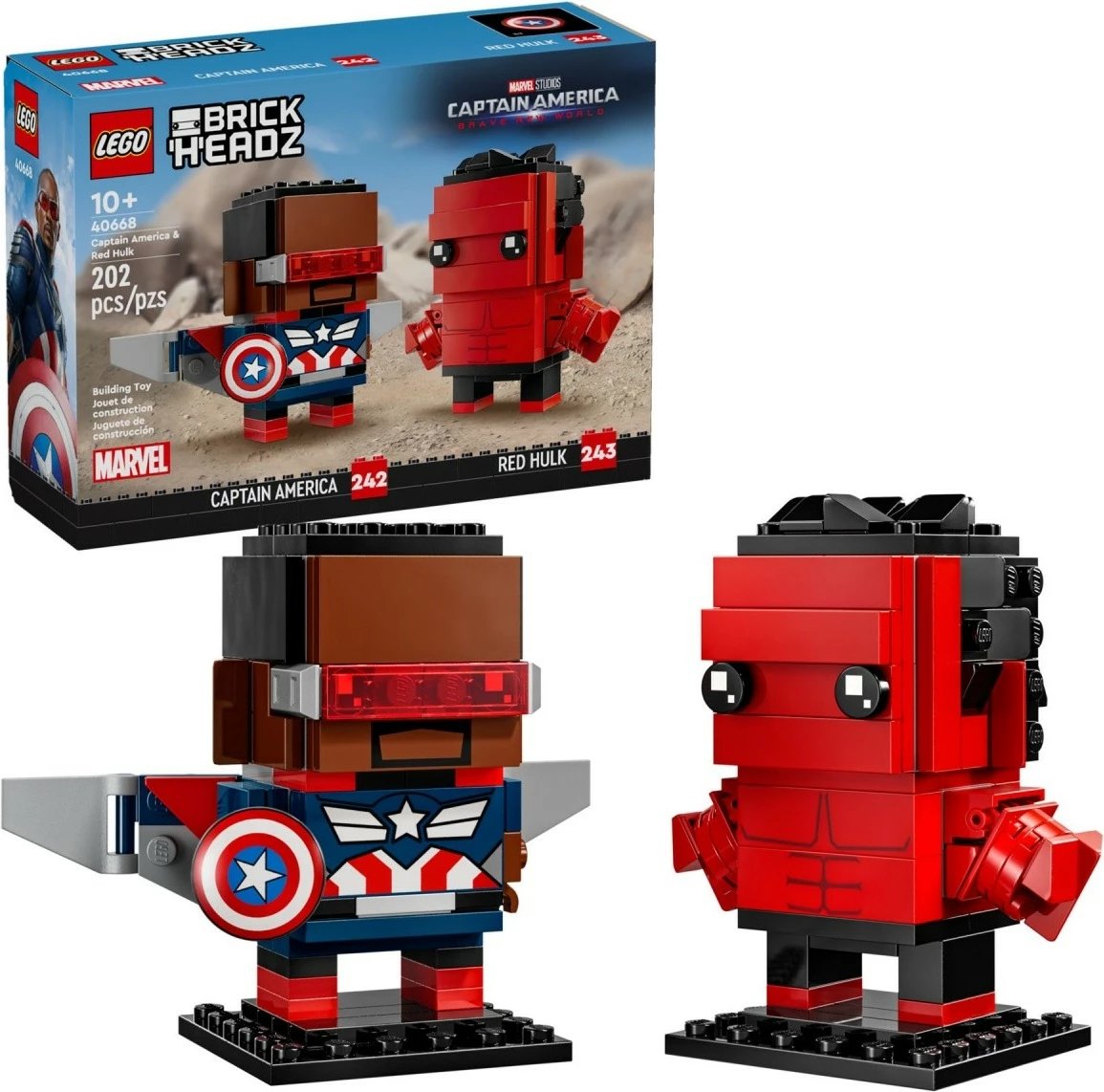 Set ndërtimi LEGO BrickHeadz 40668 Captain America & Red Hulk 202 pjesë 10+ set me 2 figura