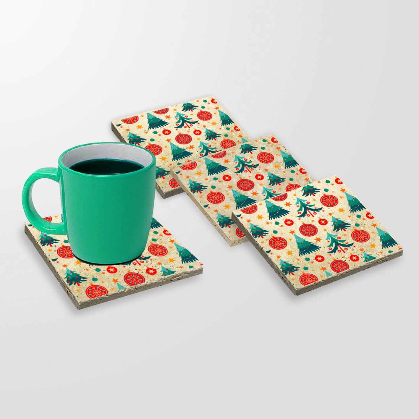 Set 4 copë nënfilxhanë prej guri natyral, shumëngjyrësh, Hermia, TBA6149914