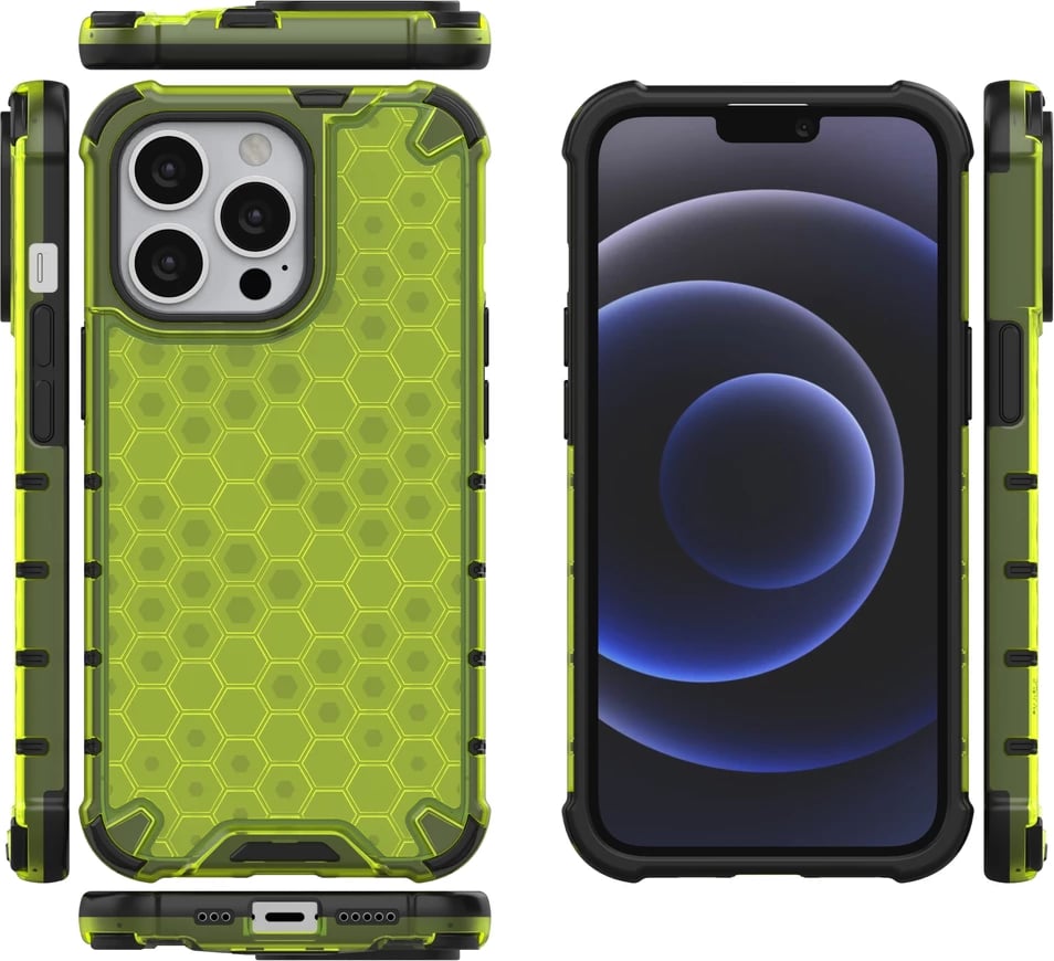 Mbështjellës Hurtel Honeycomb për iPhone 13 Pro, Jeshil