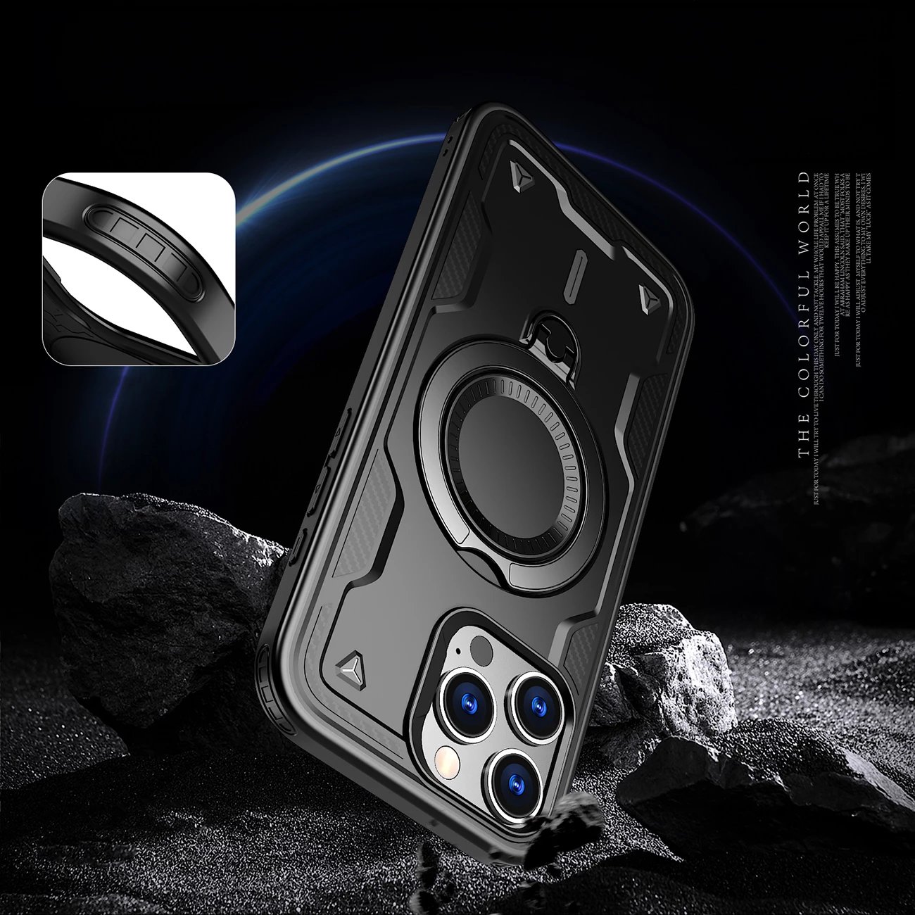 Mbështjellës Hurtel Hybrid Armor Trendy me MagSafe për iPhone 16 Pro, i zi