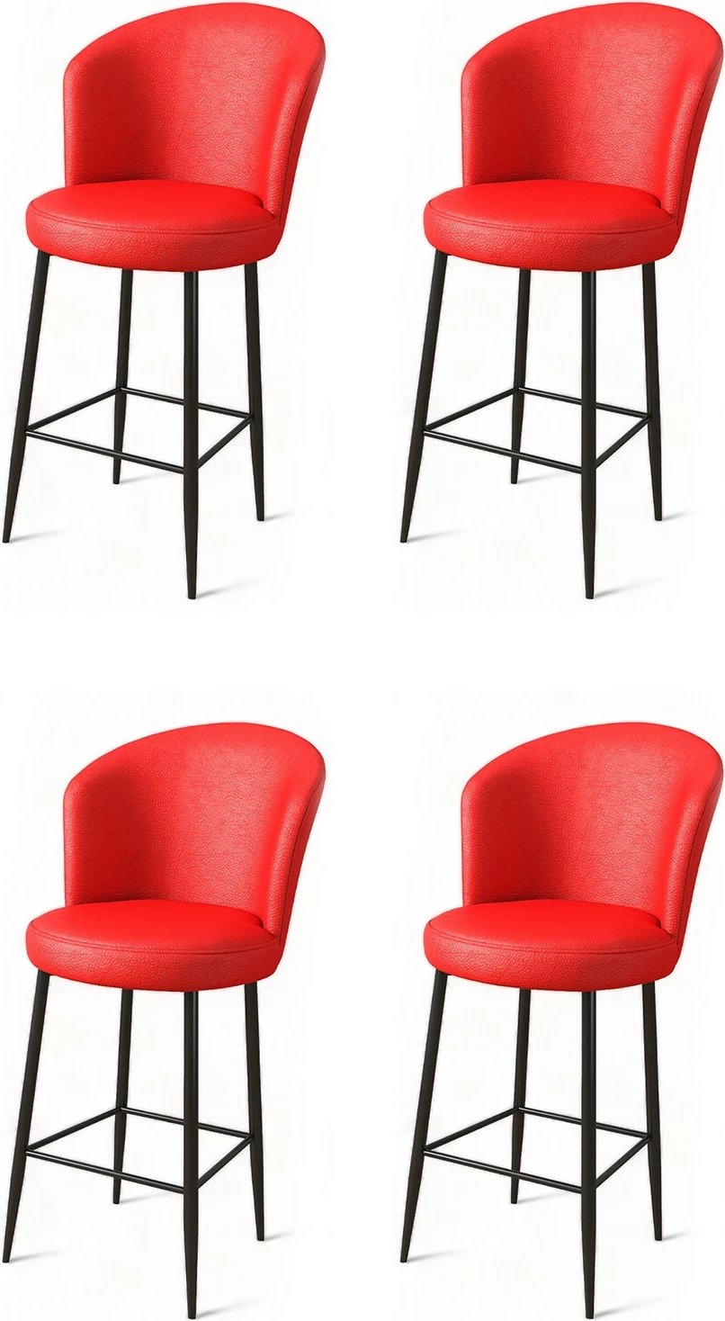 Set karrigesh për bar (4 copë), Hanah Home, Uras, e kuqe, e zezë