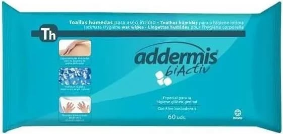 Letra të lagura për të rritur Addermis Adult Wipes Aloe Vera, 60 copë