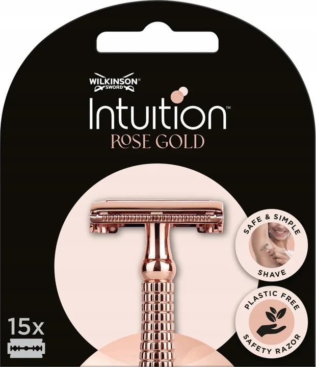Tehe për makinë rroje për femra Wilkinson Intuition Rose Gold, 15 copë