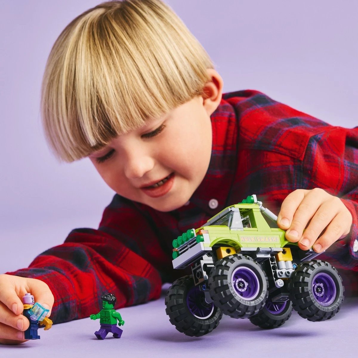 Set ndërtimi LEGO Marvel Super Heroes 76312, Monster Truck Hulk vs Thanos, 229 pjesë, Jeshile