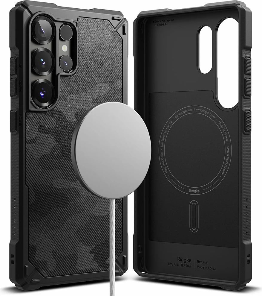 Mbështjellës Ringke Rugged Gear MagSafe për Samsung Galaxy S25 Ultra, Black Camo