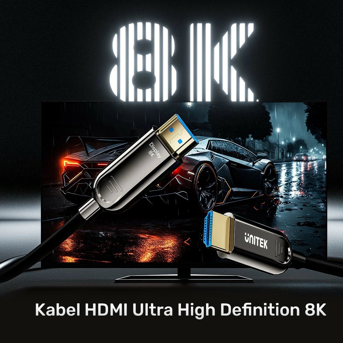Kabllo HDMI Unitek C11086GY01-5M 2.1 Ultra High Speed 8K 60Hz 4K 120Hz 48 Gbps 5m, e zezë