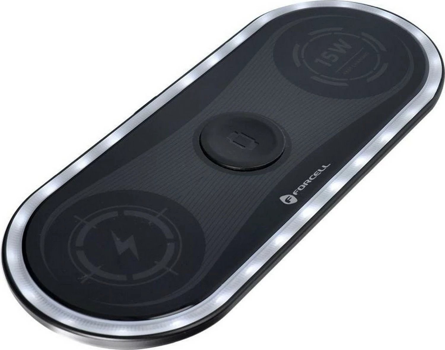 Karikues wireless Forcell F-ENERGY Ellipse 3-në-1, Qi, 15W, i zi