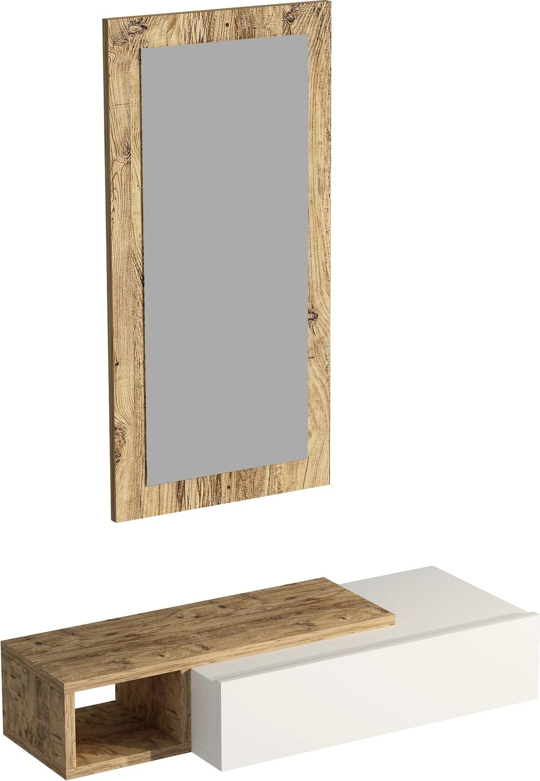 Komodë anësore Hanah Home, Vien, ngjyrë pishë Atlantike, e bardhë