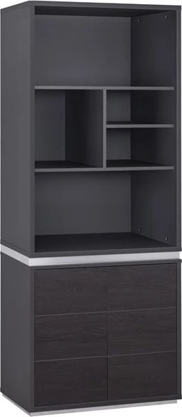 Bibliotekë profesionale për zyre, ngjyrë gri dhe wenge, FH2090, 81.5x40x200 cm