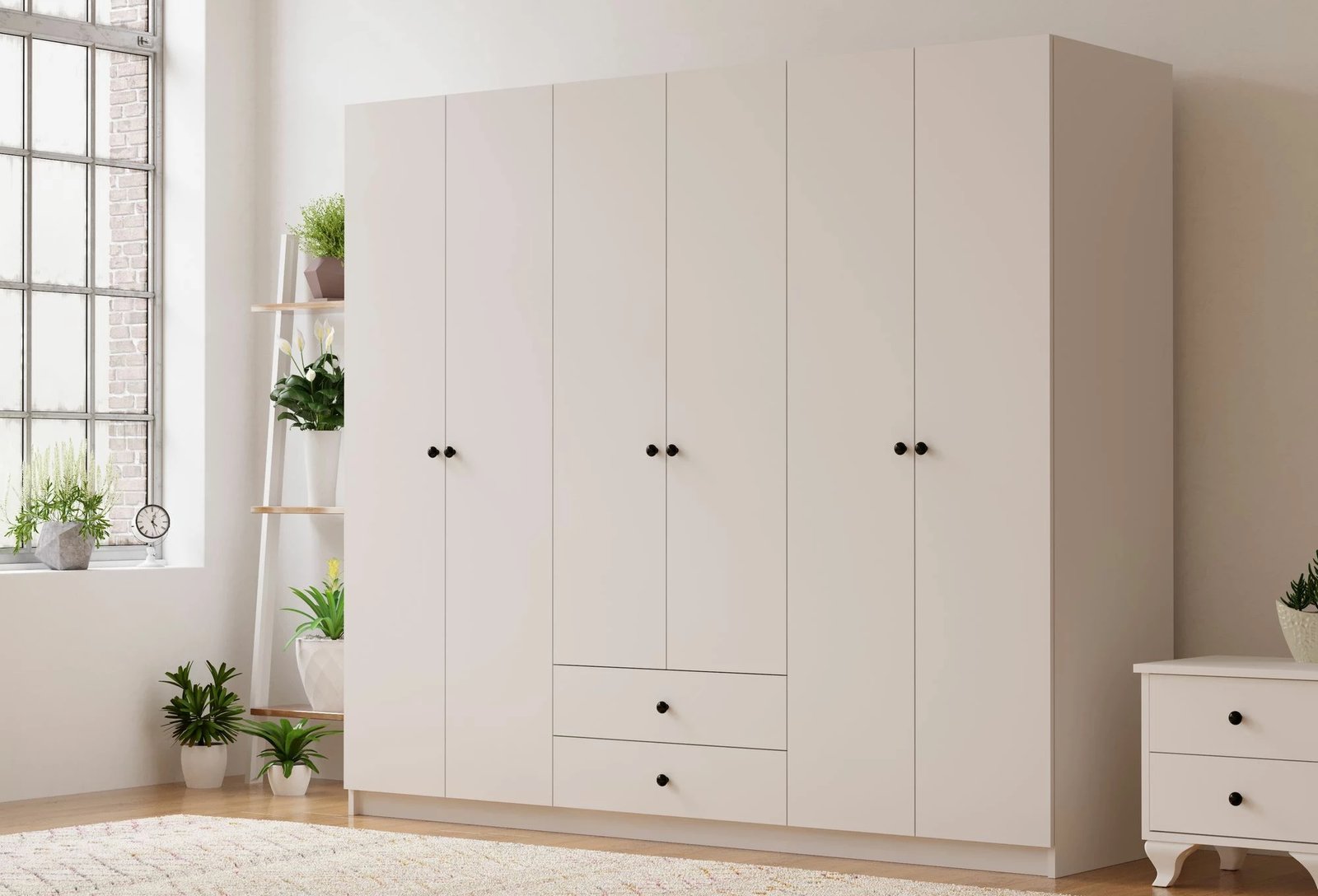 Dollap për rroba, ngjyrë e bardhë mat, Skye Decor, RB-069, 180x180x45cm