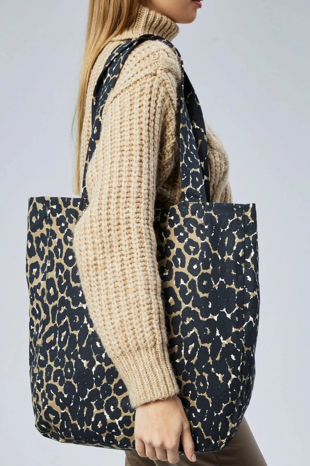 Çantë tote Zoozie Bags, 2267, krem me leopard