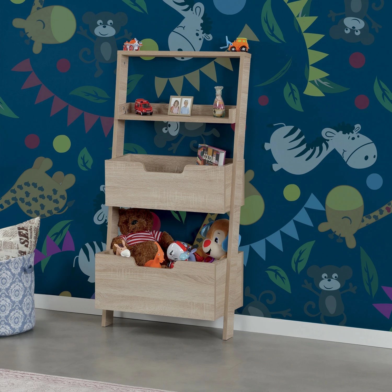 Raft librash Hanah Home, i ulët, ngjyrë lisi e çelët