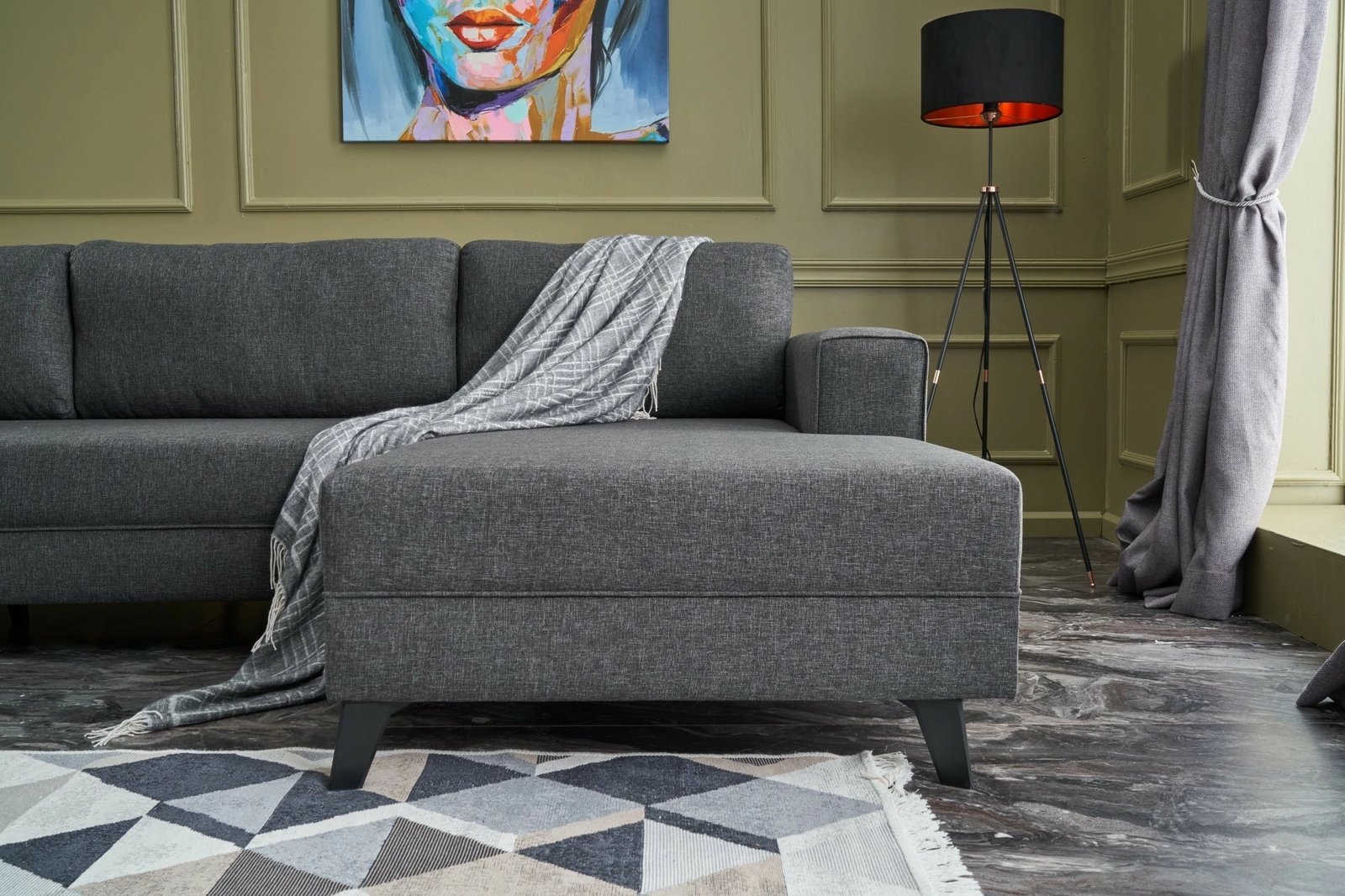 Kënd-sofë krevate Atelier del Sofa, Efsun, antracit