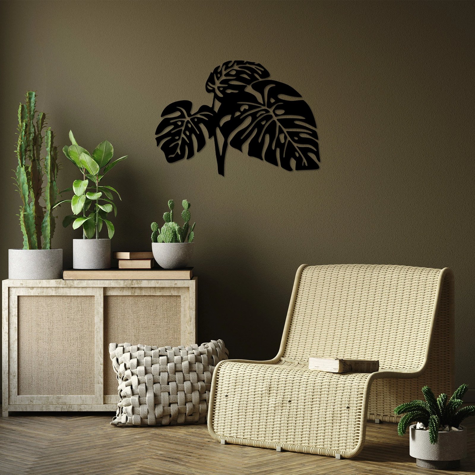 Aksesor dekorativ metalik për mur Wallity, gjethe, 9