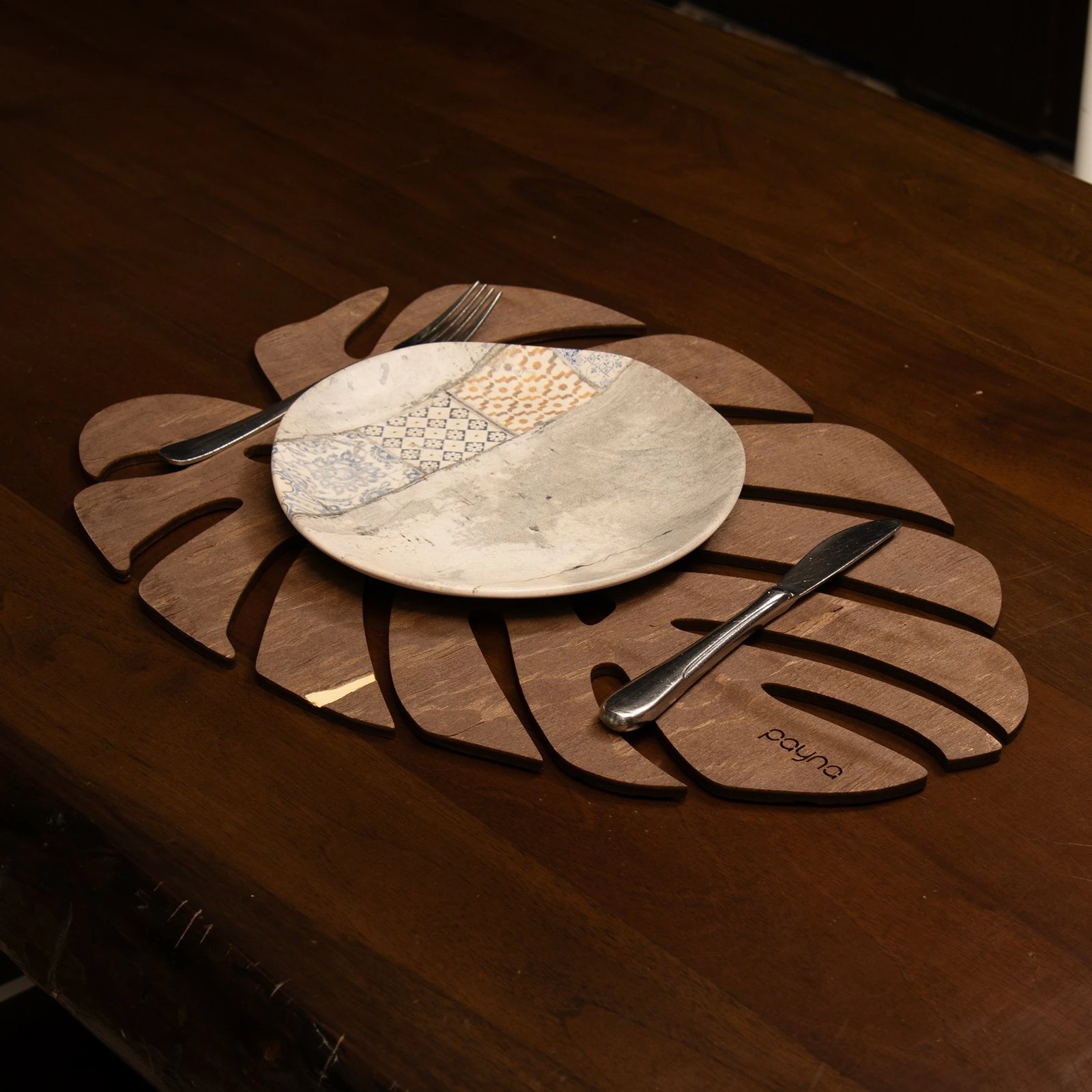 Set nënshimesh druri Hermia, Monstera, 4 copë, ngjyrë wenge