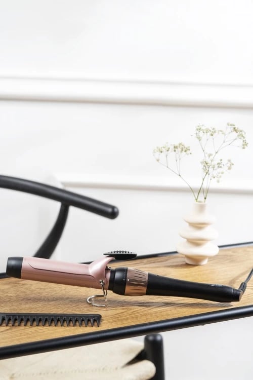 mashë flokësh, Adler AD 2118, 32mm, kontroll temperature 140-200°C, cilindër qeramik, rozë/zezë