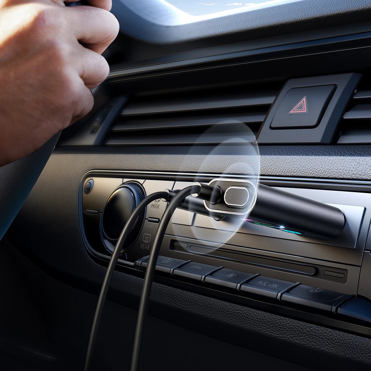 Marrës Bluetooth për makinë Joyroom JR-CB7, 1m, Super BASS, Gri