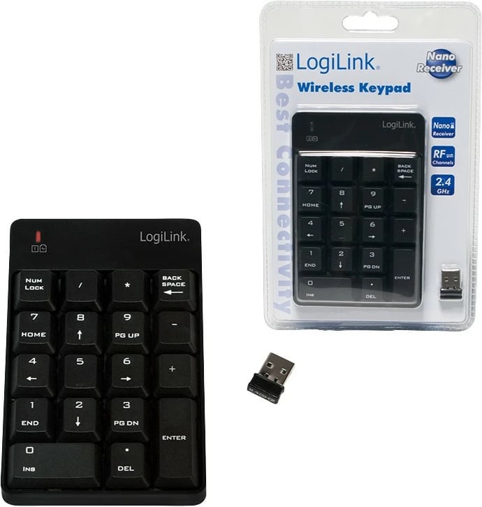Tastierë numerike wireless LogiLink ID0120, 18 taste, e zezë