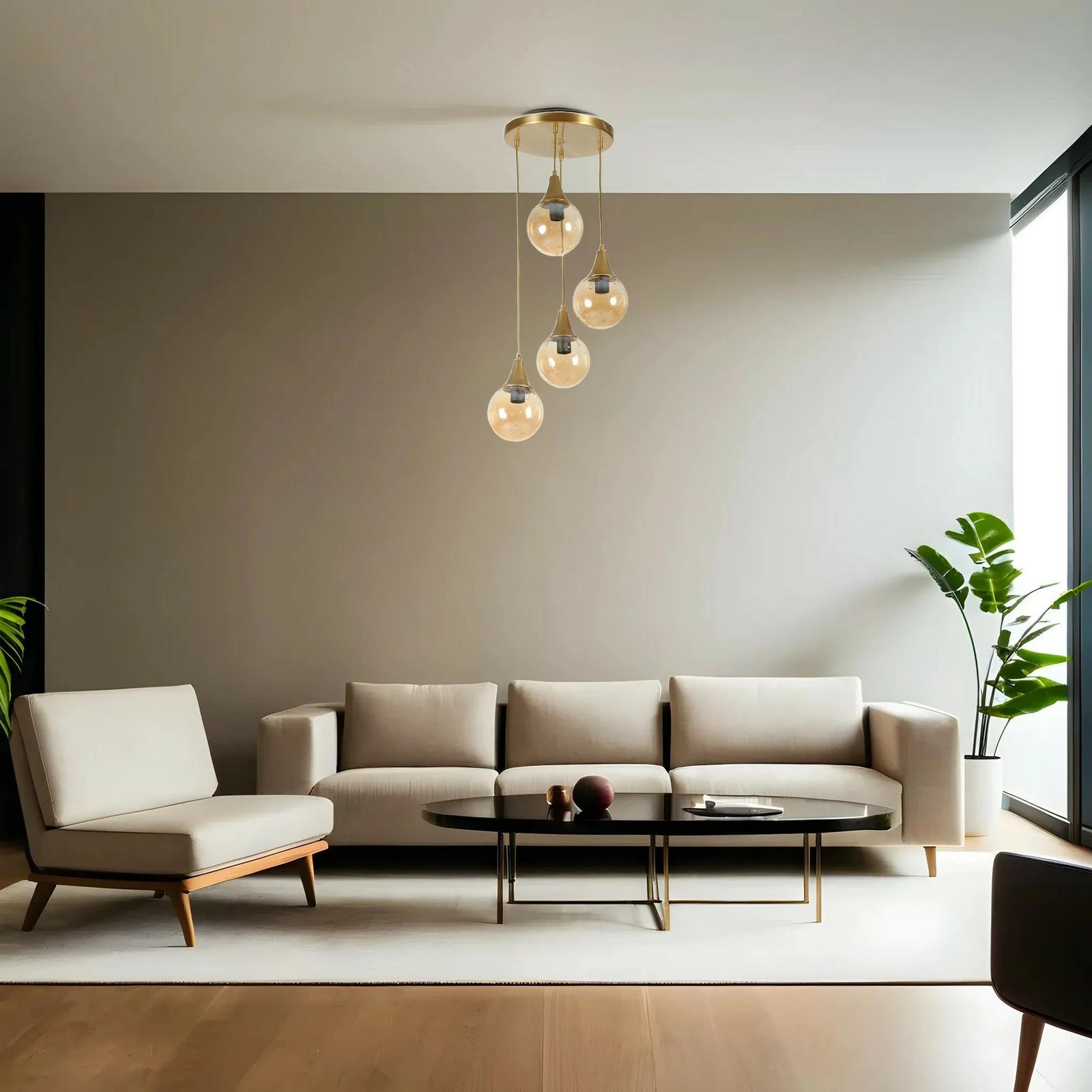 Llambë tavani Opviq Afra, 4 gota, ngjyrë qelibar dhe ari