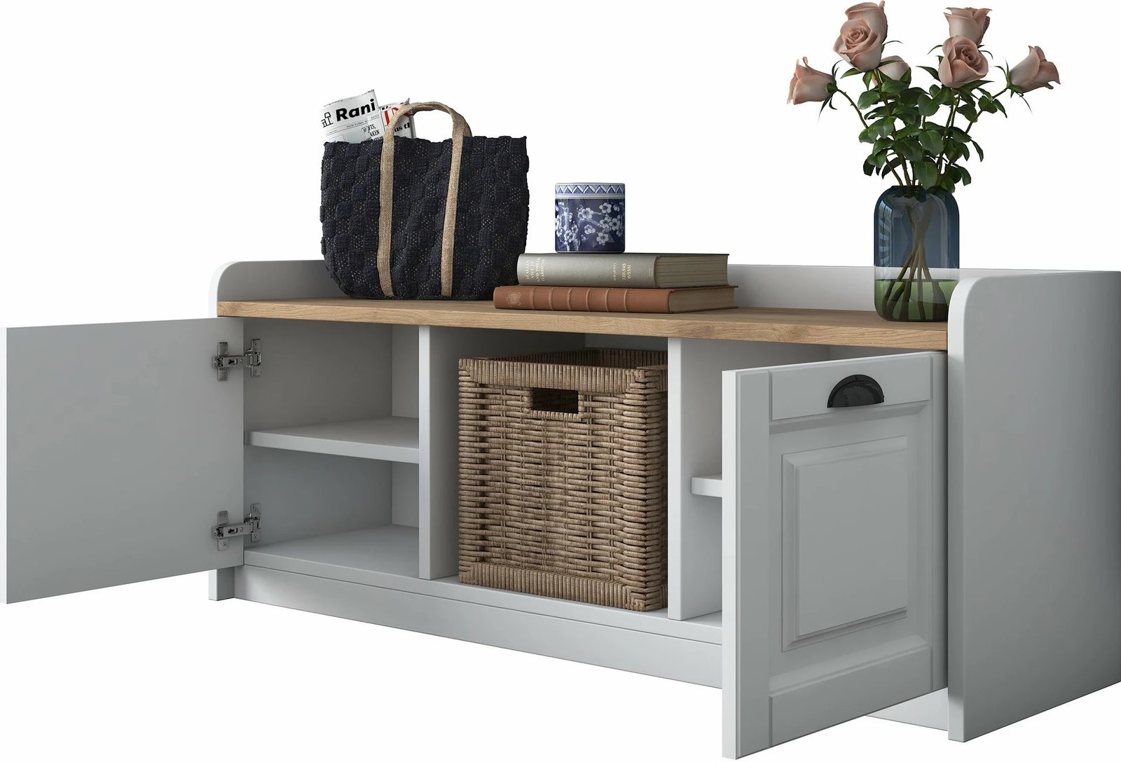 Dollap këpucësh Hanah Home, P2 - 1808, ngjyrë arrë dhe e bardhë