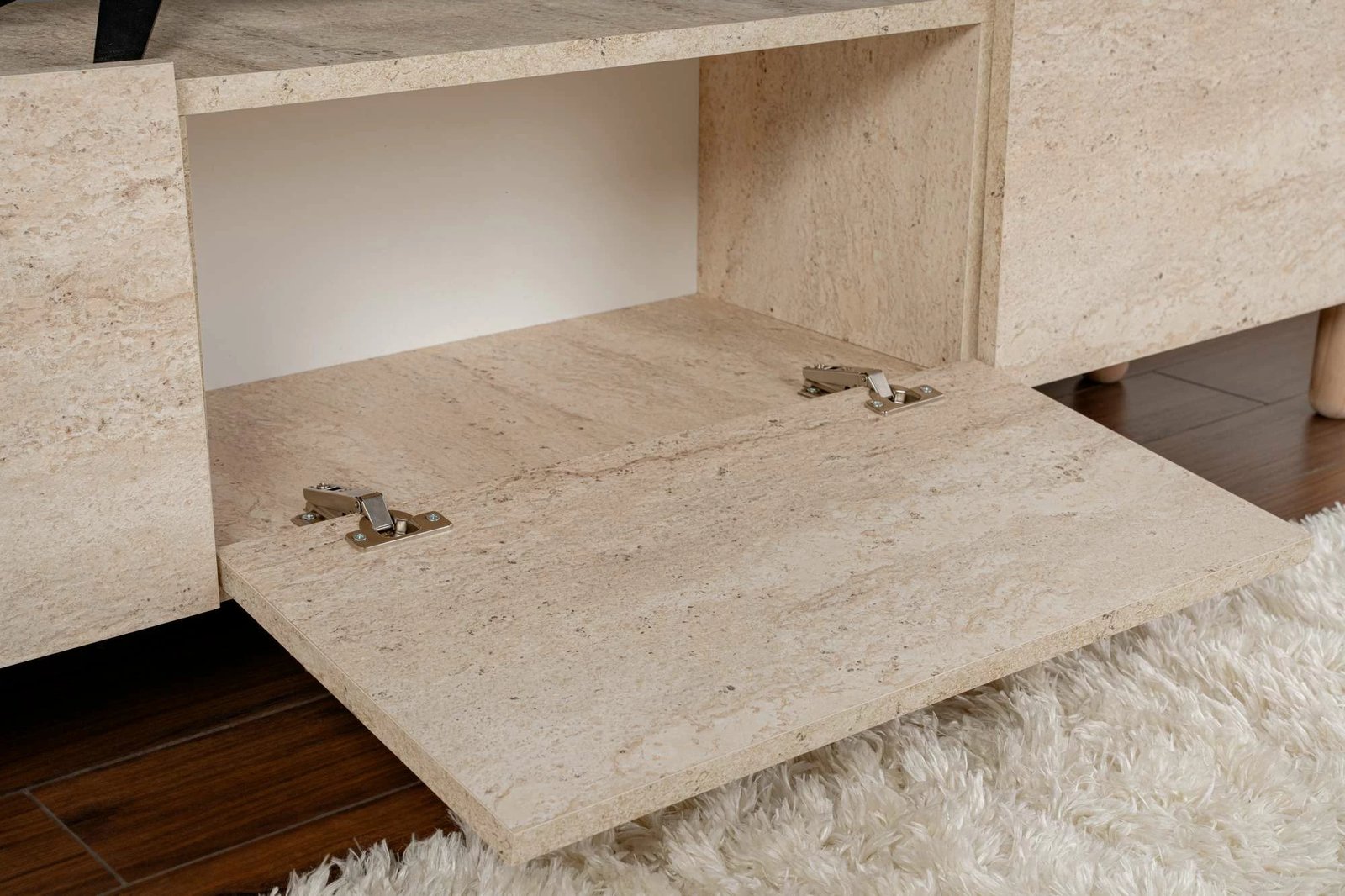 Komodë TV Skye Decor, ngjyrë travertine, Alvin