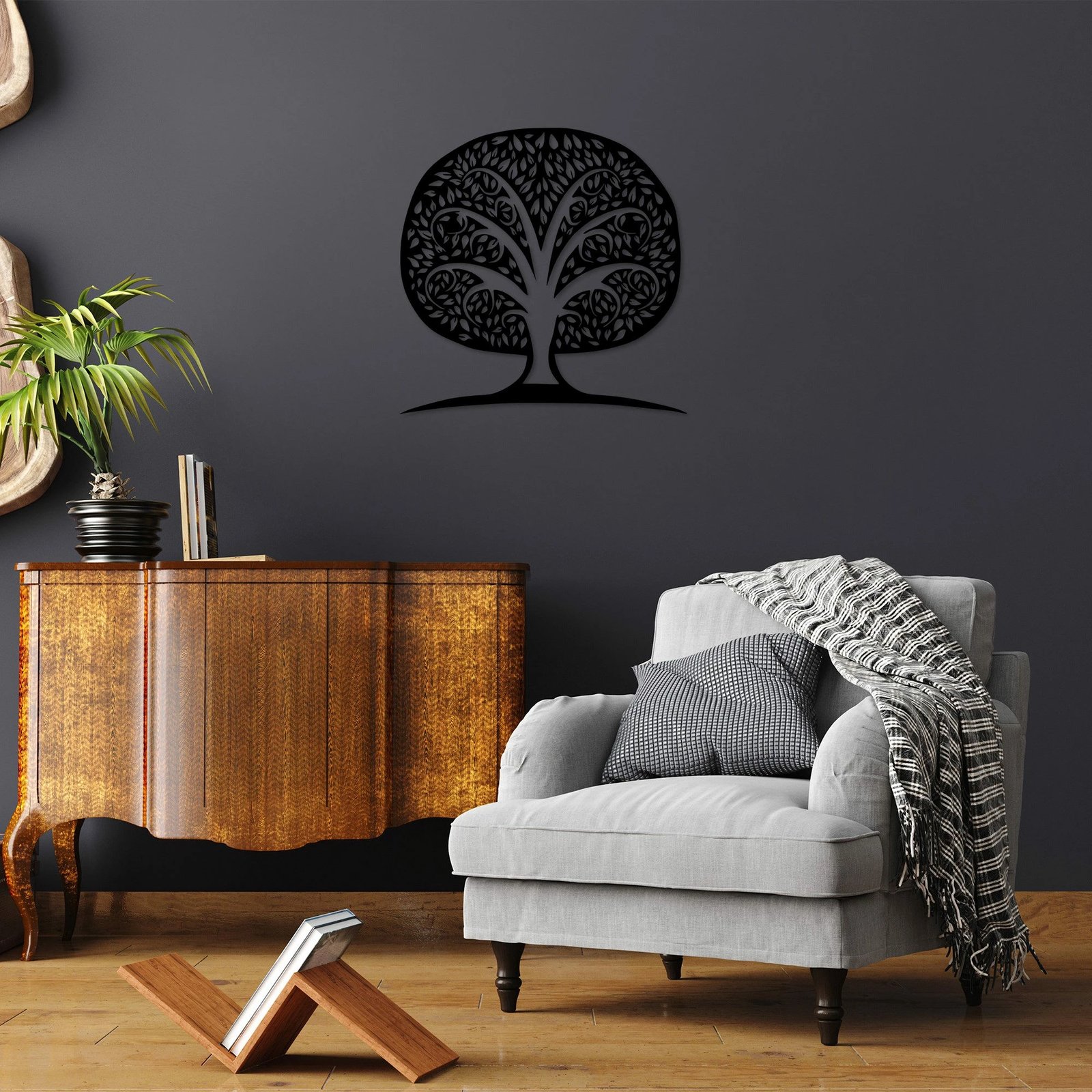 Aksesor dekorativ muri prej metali, Wallity, Pema Monumentale 7, ngjyrë e zezë, 71x70cm