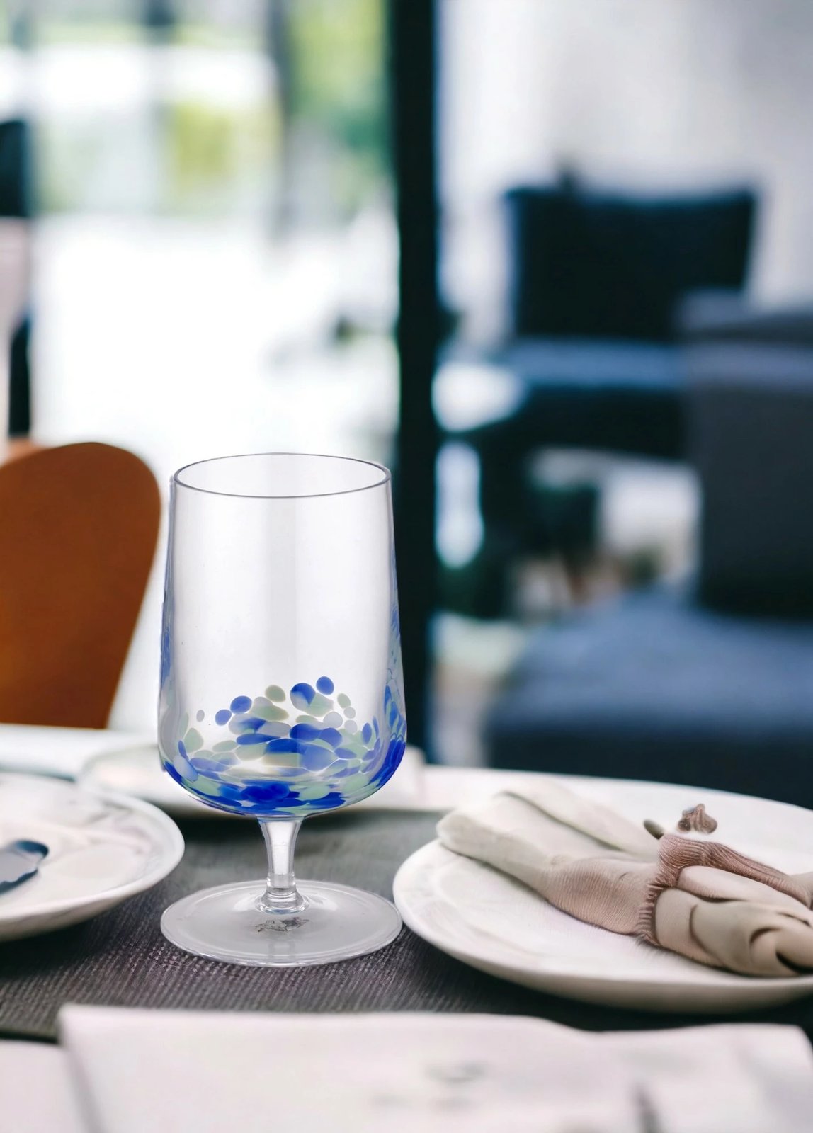 Gotë qelqi Hermia, BRD0049, blu, e bardhë, e gjelbër, 350ml