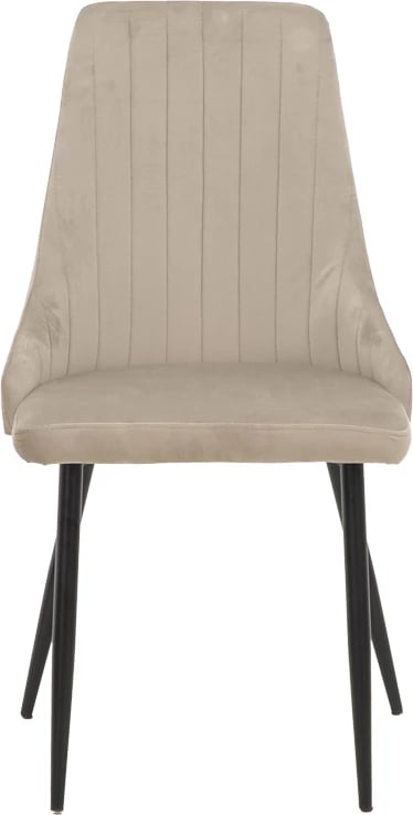 Karrige Azori kadife, bezhë-gri, këmbë metalike të zeza, 49x55x85cm (set prej 2 copash)