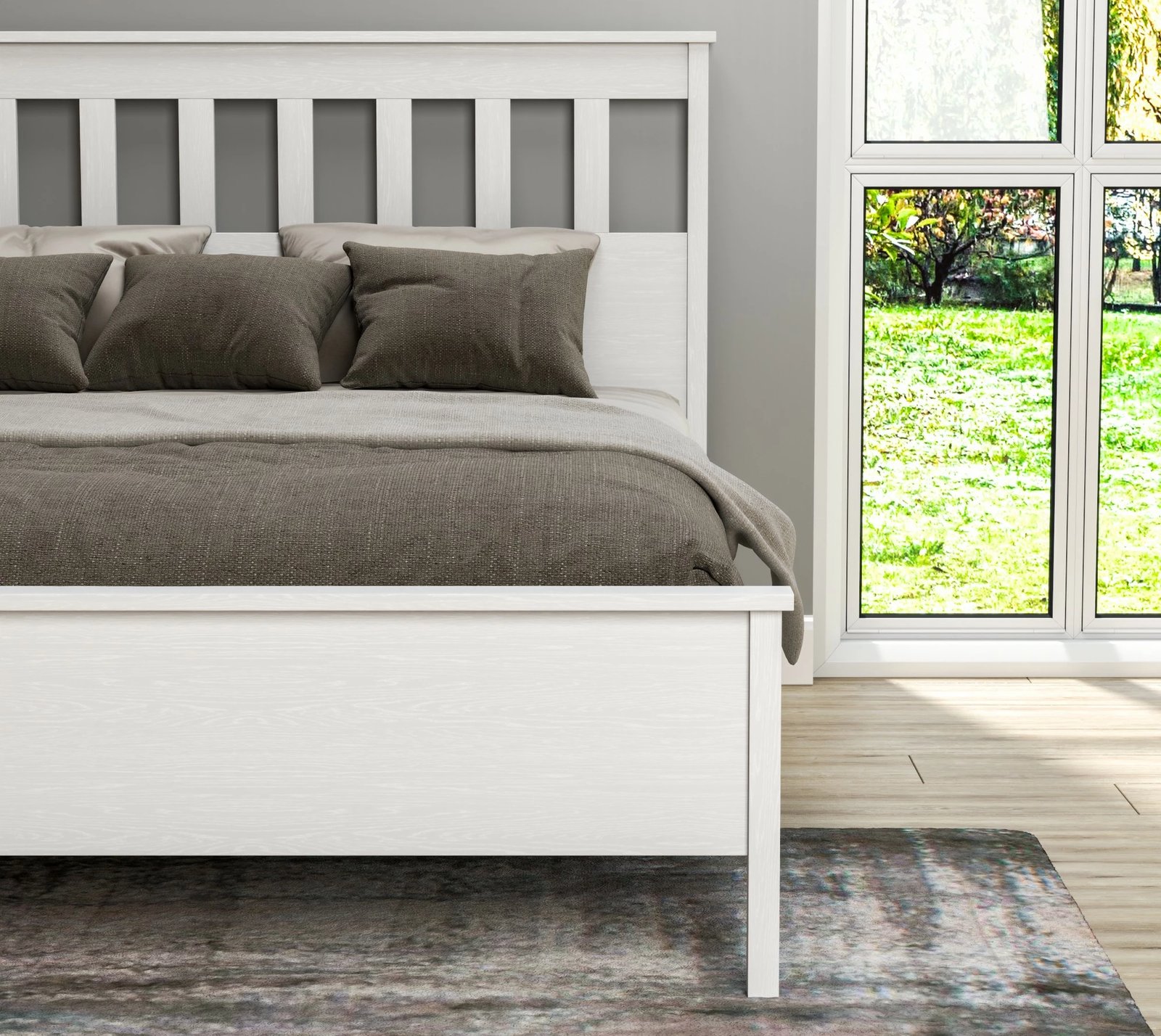 Krevat dopio Hanah Home, FRN-20063, ngjyrë druri dhe e bardhë